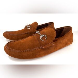 Gucci Men Byorn Horsebit Suede Driver Logo Loafers UK 13  - US 13.5 - EU 47